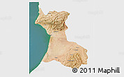Satellite 3D Map of Agadir, single color outside