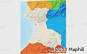 Shaded Relief 3D Map of Agadir, political outside