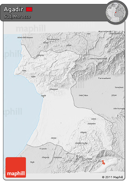 Silver Style 3D Map of Agadir