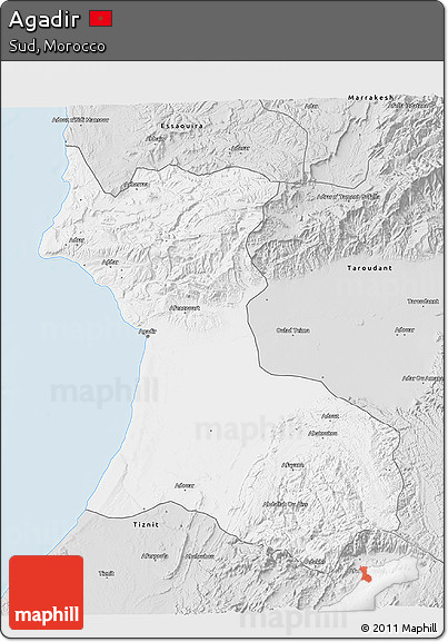 Silver Style 3D Map of Agadir
