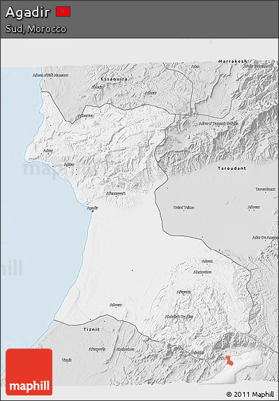 Silver Style 3D Map of Agadir