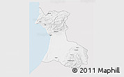 Silver Style 3D Map of Agadir, single color outside
