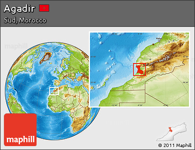 Physical Location Map of Agadir
