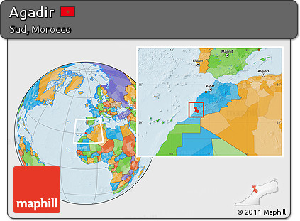 Political Location Map of Agadir, within the entire country