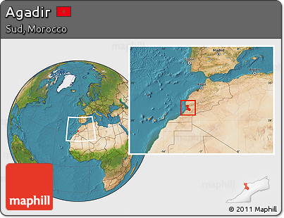 Satellite Location Map of Agadir, within the entire country