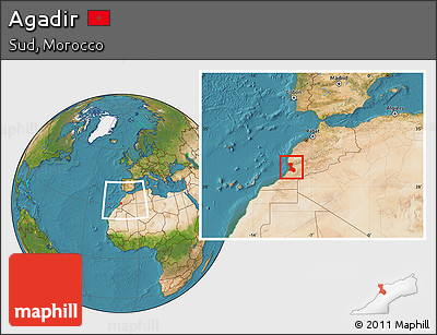 Satellite Location Map of Agadir, within the entire country