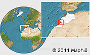 Satellite Location Map of Agadir, highlighted country, within the entire country