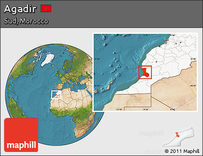 Satellite Location Map of Agadir, highlighted country