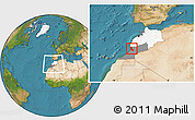 Satellite Location Map of Agadir, highlighted country, highlighted parent region, within the entire country