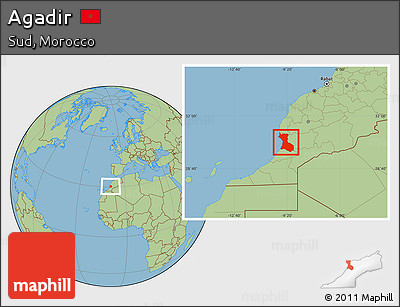 Savanna Style Location Map of Agadir