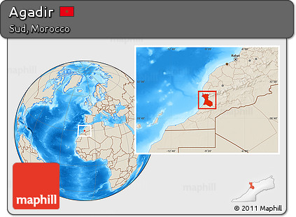 Shaded Relief Location Map of Agadir