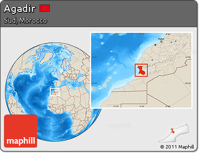 Shaded Relief Location Map of Agadir