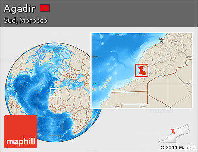 Shaded Relief Location Map of Agadir
