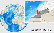 Shaded Relief Location Map of Agadir, highlighted country, highlighted parent region