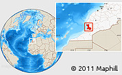 Shaded Relief Location Map of Agadir, highlighted country