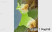 Physical Map of Agadir, darken