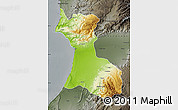 Physical Map of Agadir, darken, semi-desaturated