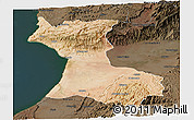 Satellite Panoramic Map of Agadir, darken