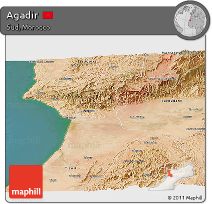 Satellite Panoramic Map of Agadir