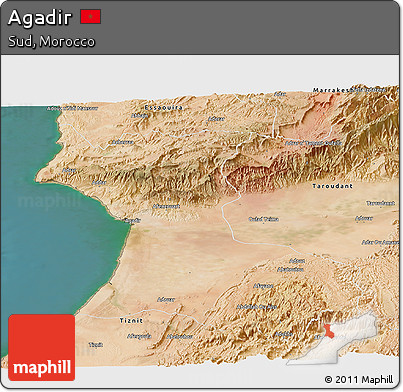 Satellite Panoramic Map of Agadir
