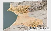 Satellite Panoramic Map of Agadir, semi-desaturated