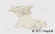 Shaded Relief Panoramic Map of Agadir, cropped outside
