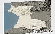 Shaded Relief Panoramic Map of Agadir, darken