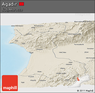 Shaded Relief Panoramic Map of Agadir