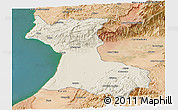 Shaded Relief Panoramic Map of Agadir, satellite outside