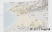 Shaded Relief Panoramic Map of Agadir, semi-desaturated