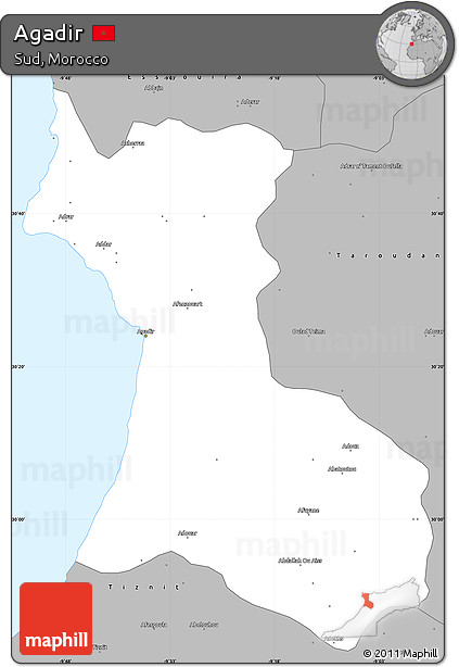 Gray Simple Map of Agadir