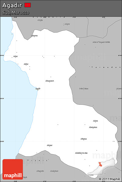 Gray Simple Map of Agadir