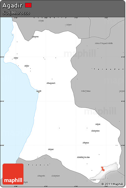 Gray Simple Map of Agadir