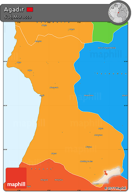 Political Simple Map of Agadir