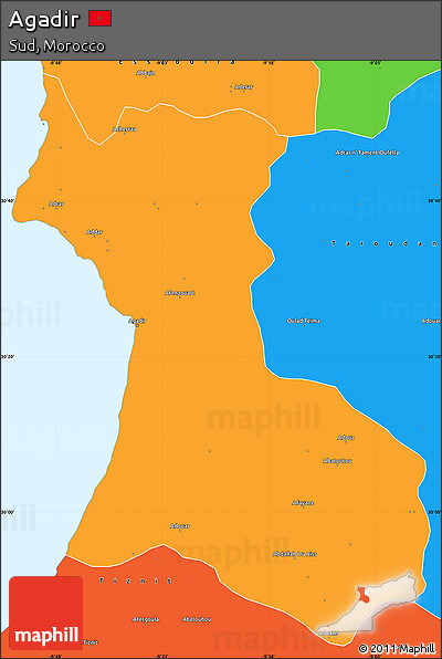 Political Simple Map of Agadir