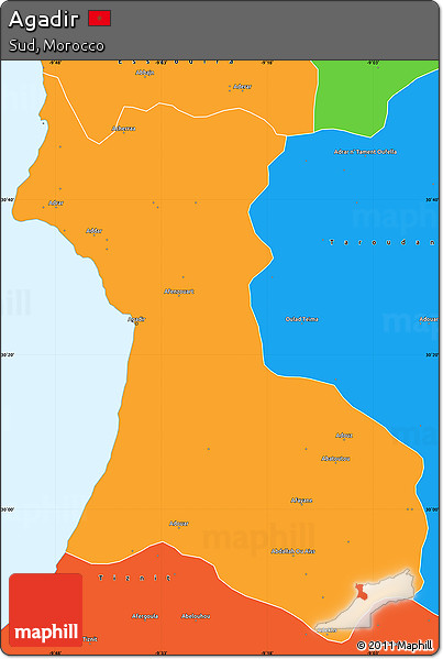 Political Simple Map of Agadir