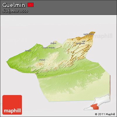 Physical 3D Map of Guelmin, cropped outside