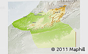 Physical 3D Map of Guelmin, lighten, semi-desaturated