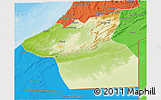 Physical 3D Map of Guelmin, political outside