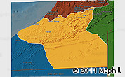 Political 3D Map of Guelmin, darken