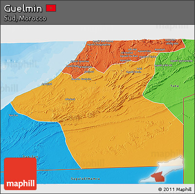 Political 3D Map of Guelmin