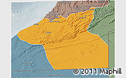 Political 3D Map of Guelmin, semi-desaturated