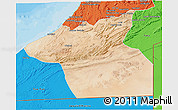 Satellite 3D Map of Guelmin, political outside