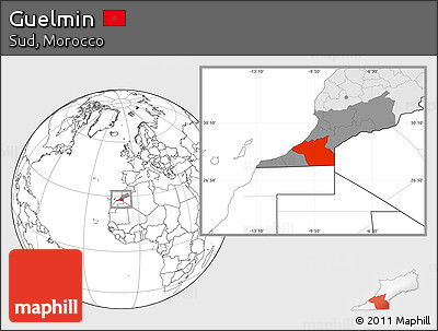 Blank Location Map of Guelmin, highlighted country, highlighted parent region