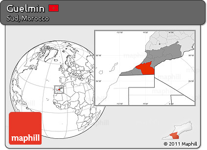 Blank Location Map of Guelmin, highlighted country, highlighted parent region