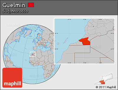 Gray Location Map of Guelmin
