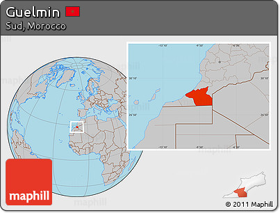Gray Location Map of Guelmin
