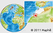 Physical Location Map of Guelmin, highlighted country, within the entire country