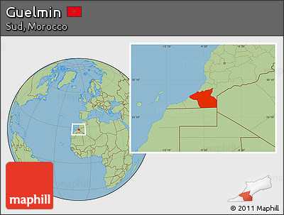 Savanna Style Location Map of Guelmin