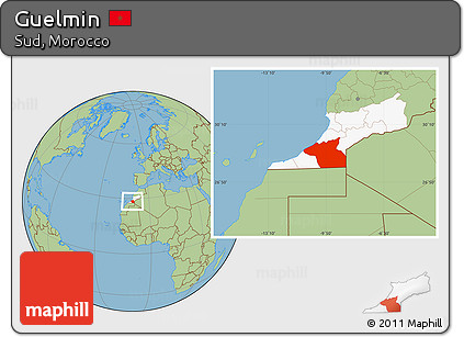 Savanna Style Location Map of Guelmin, highlighted parent region